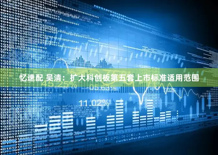 忆速配 吴清：扩大科创板第五套上市标准适用范围